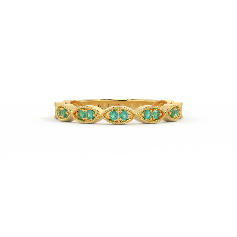 Treasure Box Laurel Band Emerald 18K Yellow Gold