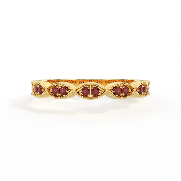 The Laurel, Garnet, 18K Yellow Gold Ring