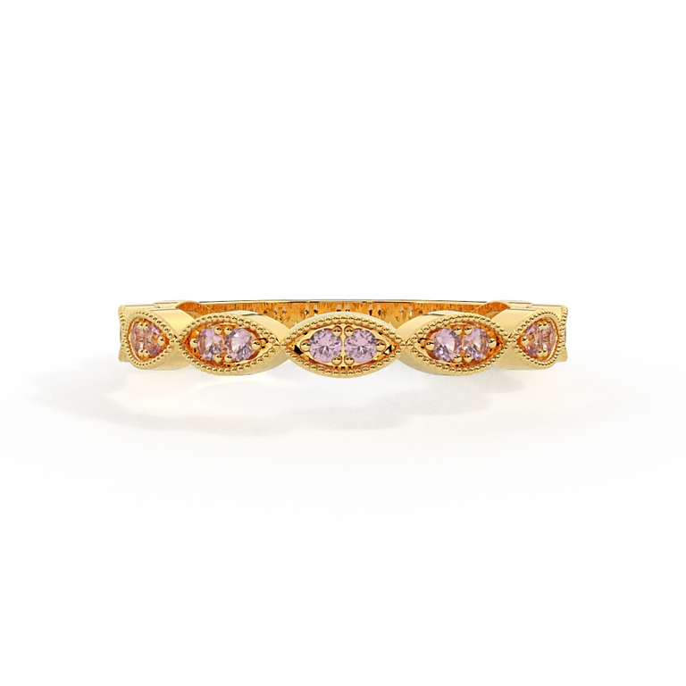 The Laurel, Pink Sapphire, 18K Yellow Gold Ring