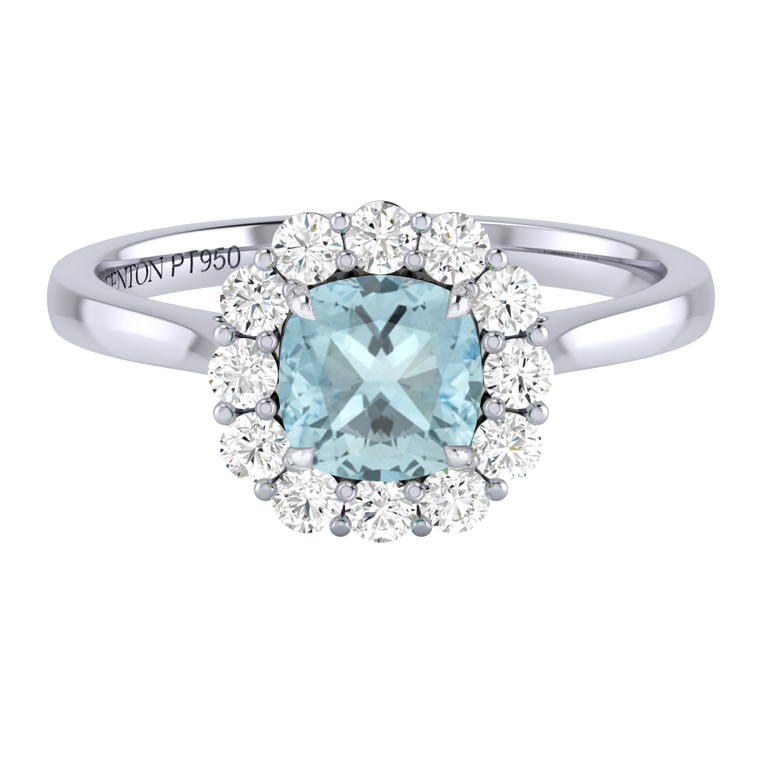 Mayfair Cushion Aquamarine Platinum Ring