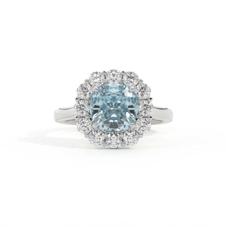 Mayfair Cushion Aquamarine Platinum Ring