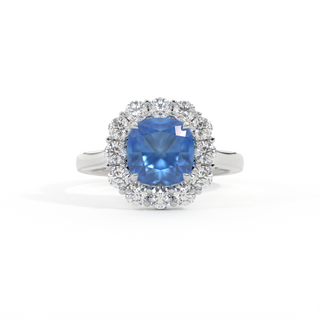Mayfair Cushion Blue Sapphire Platinum Ring