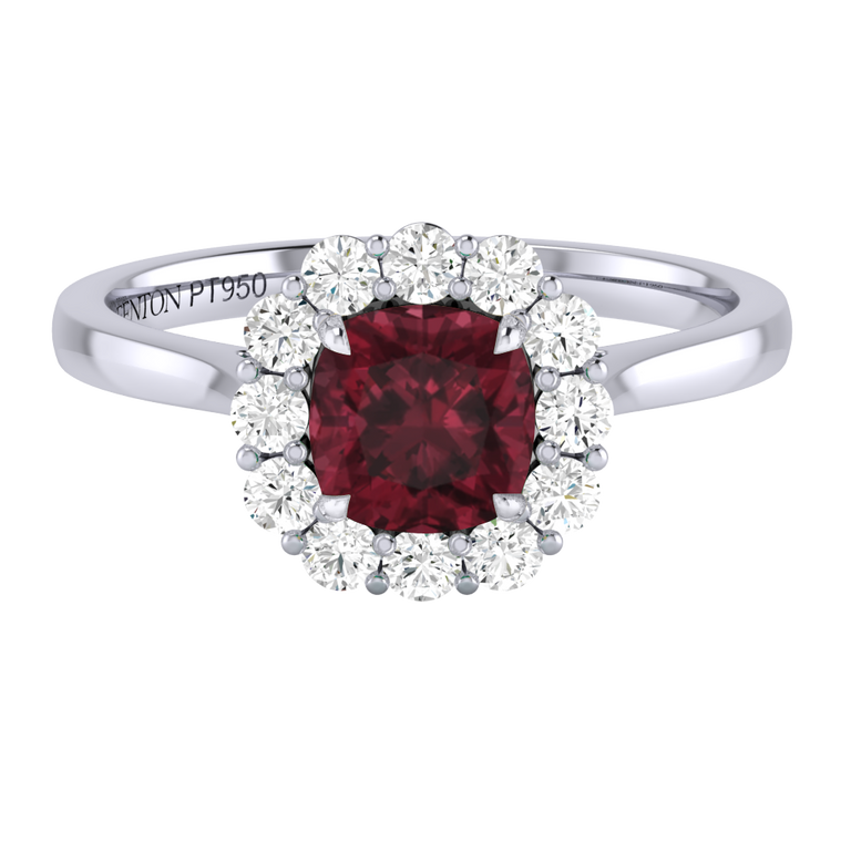 Mayfair Cushion Garnet Platinum Ring