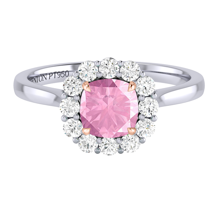 Mayfair Cushion Pink Sapphire Platinum Ring