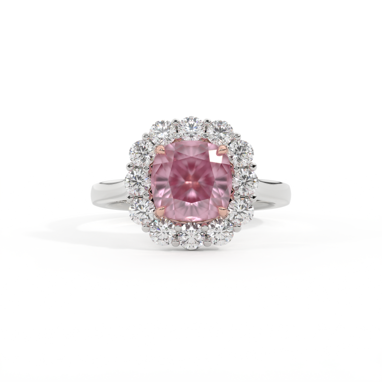Mayfair Cushion Pink Sapphire Platinum Ring