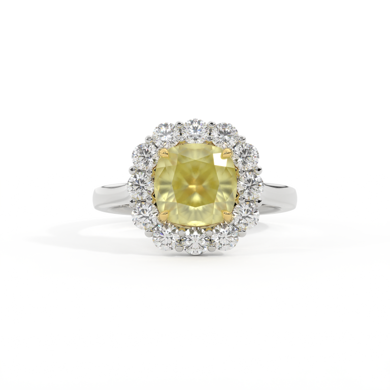 Mayfair Cushion Yellow Sapphire Platinum Ring