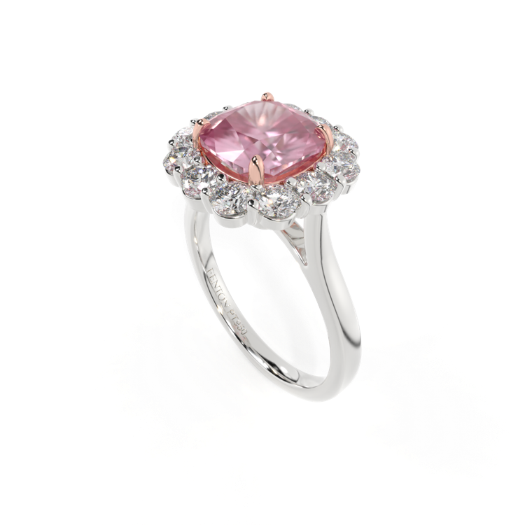 Mayfair Cushion Pink Sapphire Platinum Ring