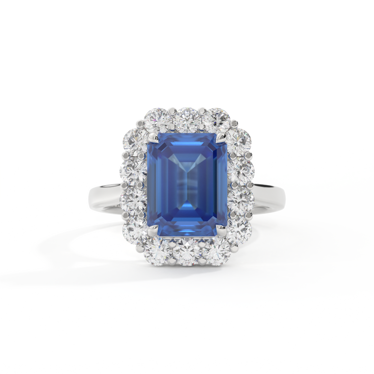Mayfair Emerald Blue Sapphire Platinum Ring