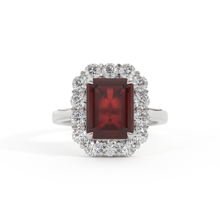 Mayfair Emerald Garnet Platinum Ring