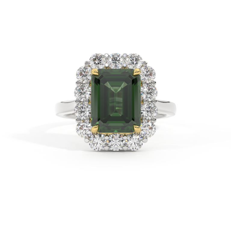 Mayfair Emerald Green Sapphire Platinum Ring