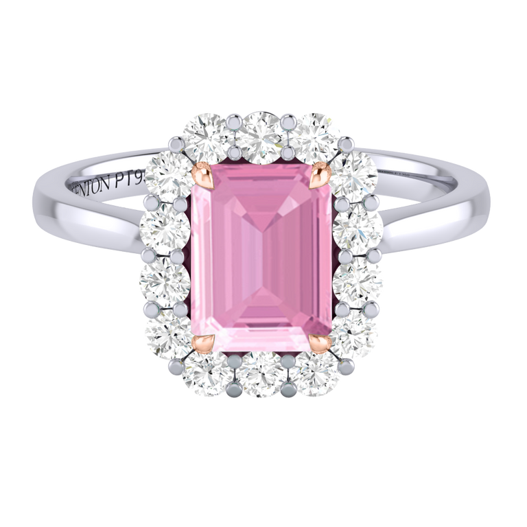 Mayfair Emerald Pink Sapphire Platinum Ring