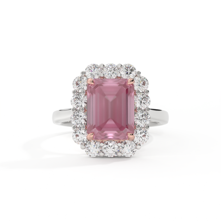 Mayfair Emerald Pink Sapphire Platinum Ring