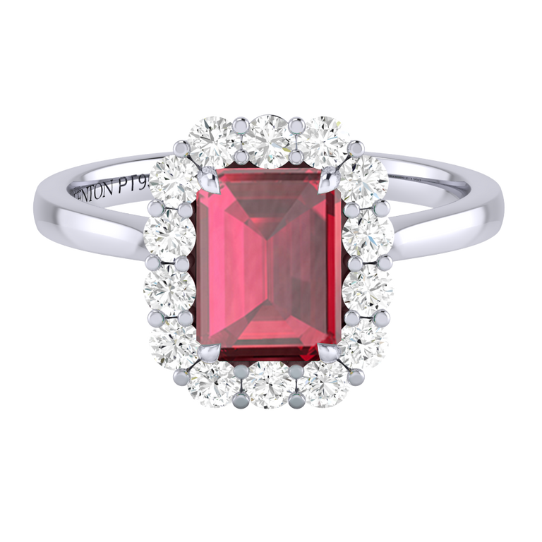 Mayfair Emerald Ruby Platinum Ring