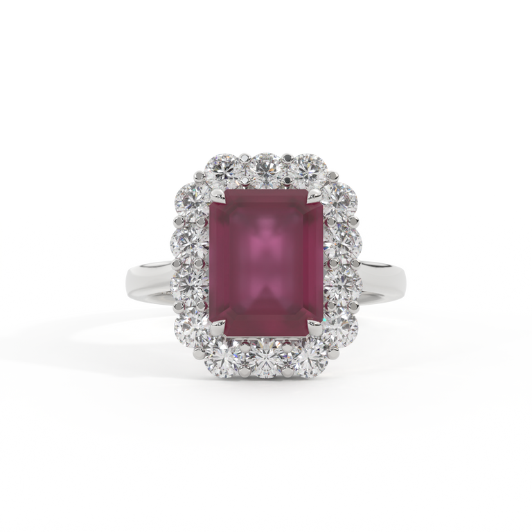 Mayfair Emerald Ruby Platinum Ring