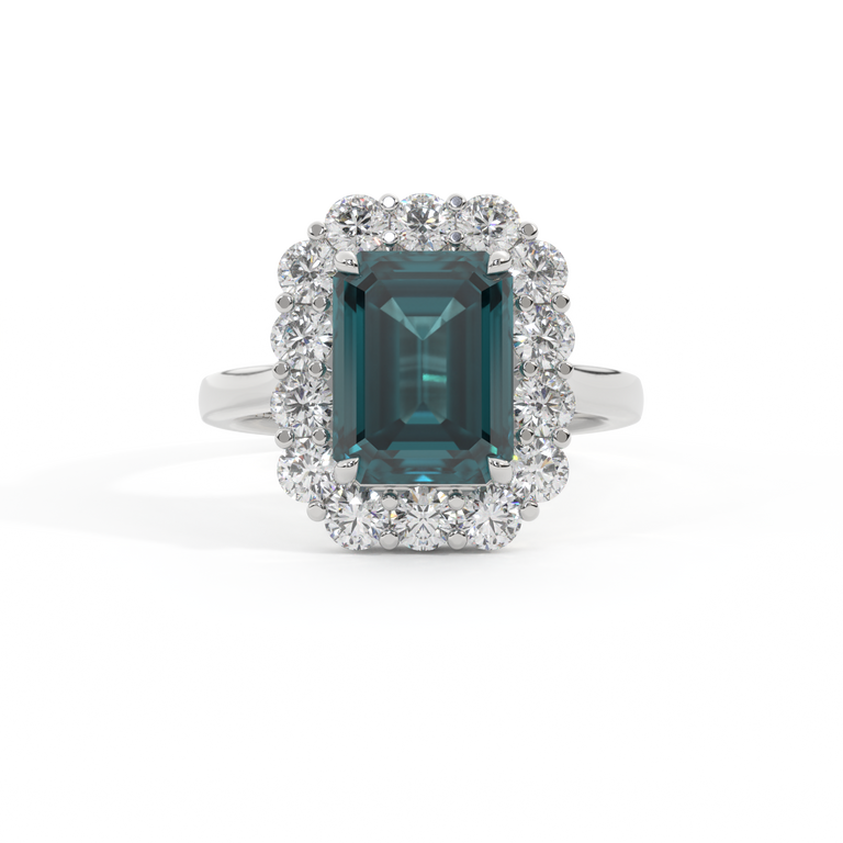 Mayfair Emerald Teal Sapphire Platinum Ring