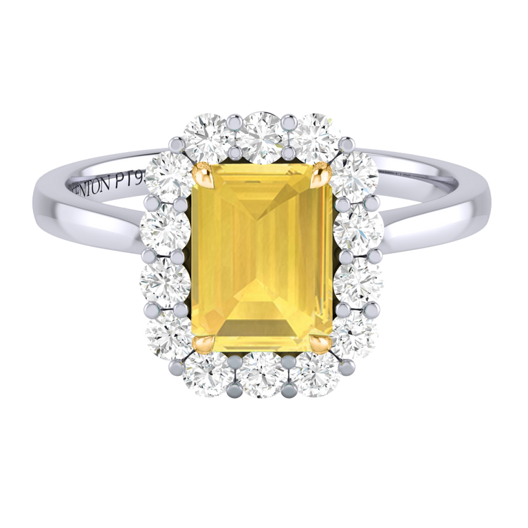 Mayfair Emerald Yellow Sapphire Platinum Ring