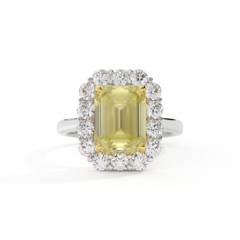 Mayfair Emerald Yellow Sapphire Platinum Ring