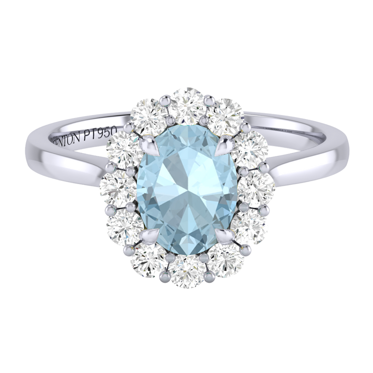 Treasure Box Mayfair Oval Aquamarine Platinum Original