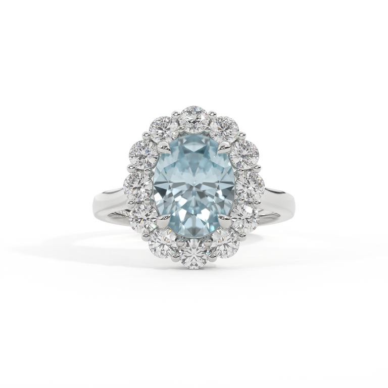 Treasure Box Mayfair Oval Aquamarine Platinum Original