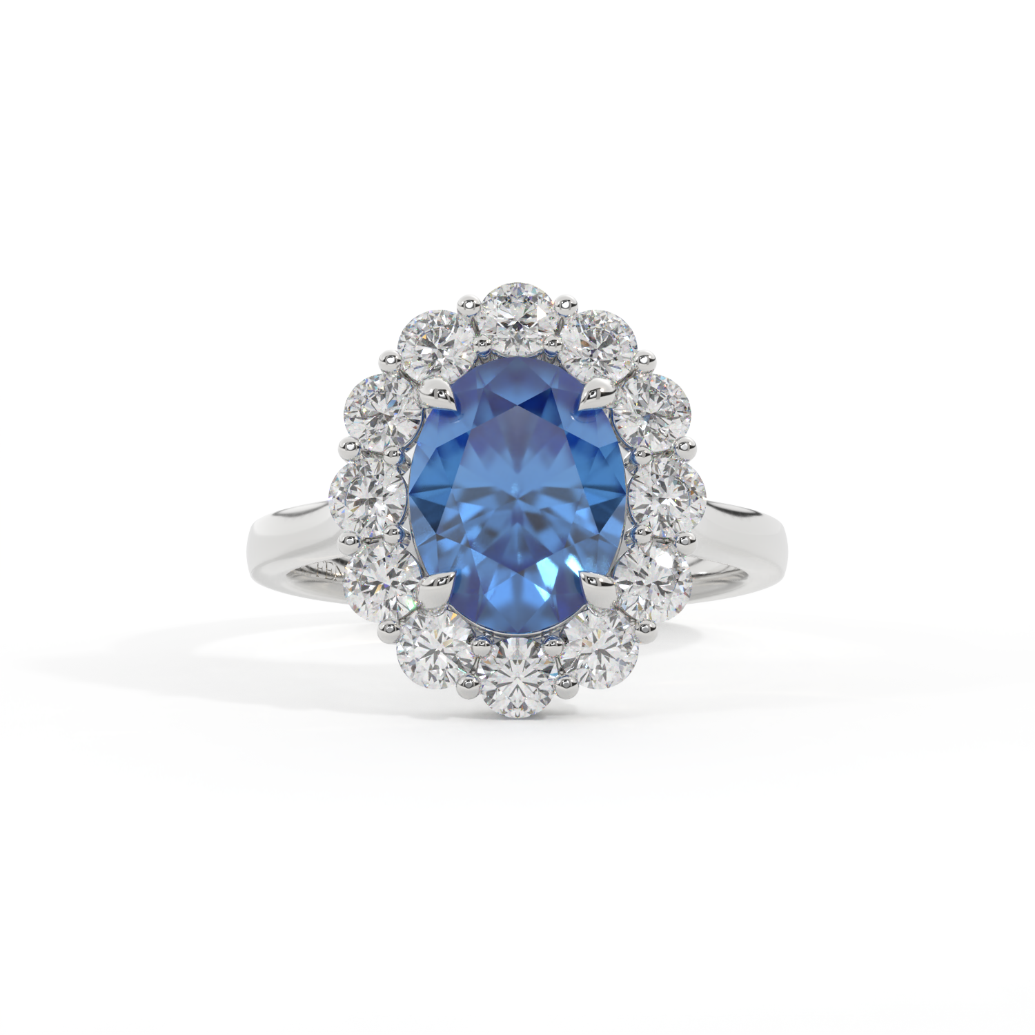 Mayfair Oval Blue Sapphire Platinum Ring