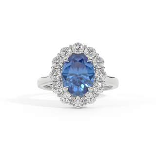 Mayfair Oval Blue Sapphire Platinum Ring