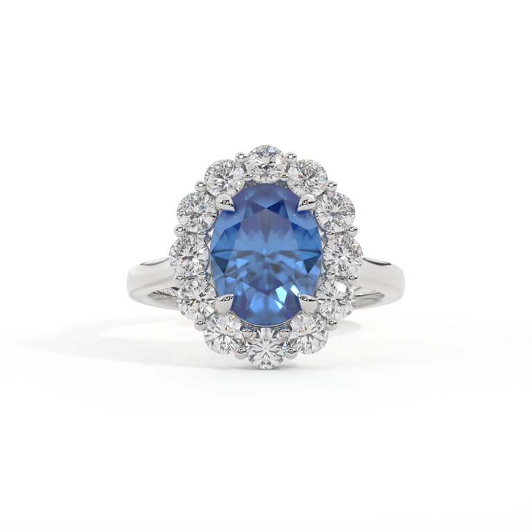 Mayfair Oval Blue Sapphire Platinum Ring