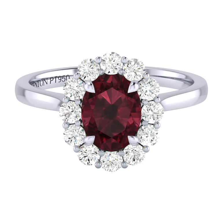 Mayfair Oval Garnet Platinum Ring