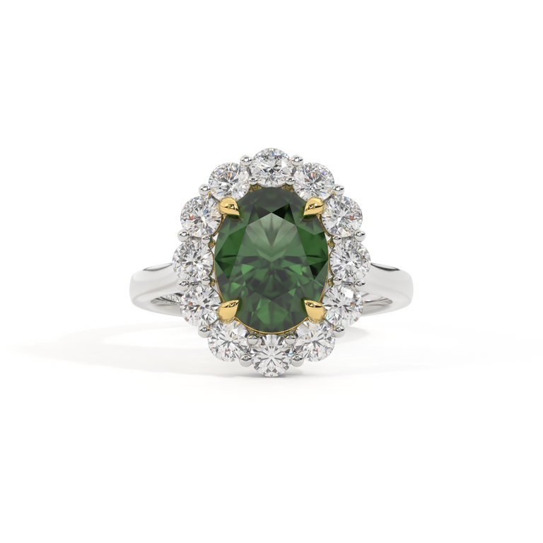Mayfair Oval Green Sapphire Platinum Ring