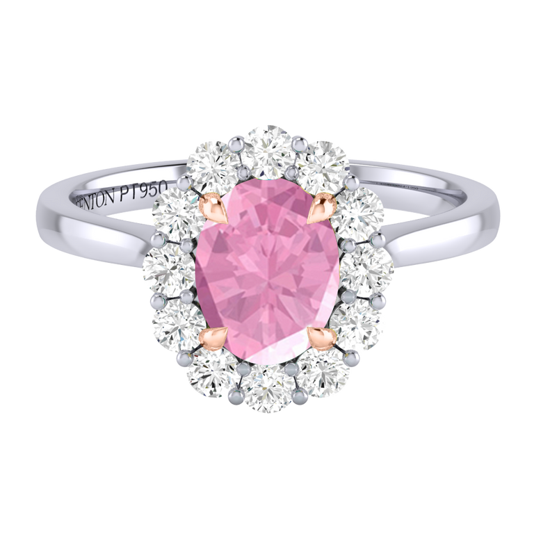 Mayfair Oval Pink Sapphire Platinum Ring