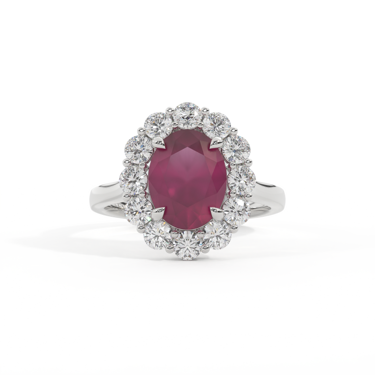 Mayfair Oval Ruby Platinum Ring