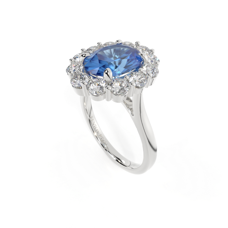 Mayfair Oval Blue Sapphire Platinum Ring
