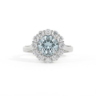 Mayfair Round Aquamarine Platinum Ring