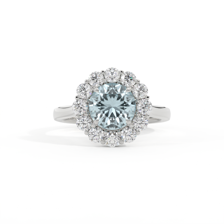 Mayfair Round Aquamarine Platinum Ring