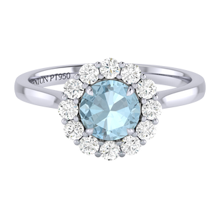 Mayfair Round Aquamarine Platinum Ring