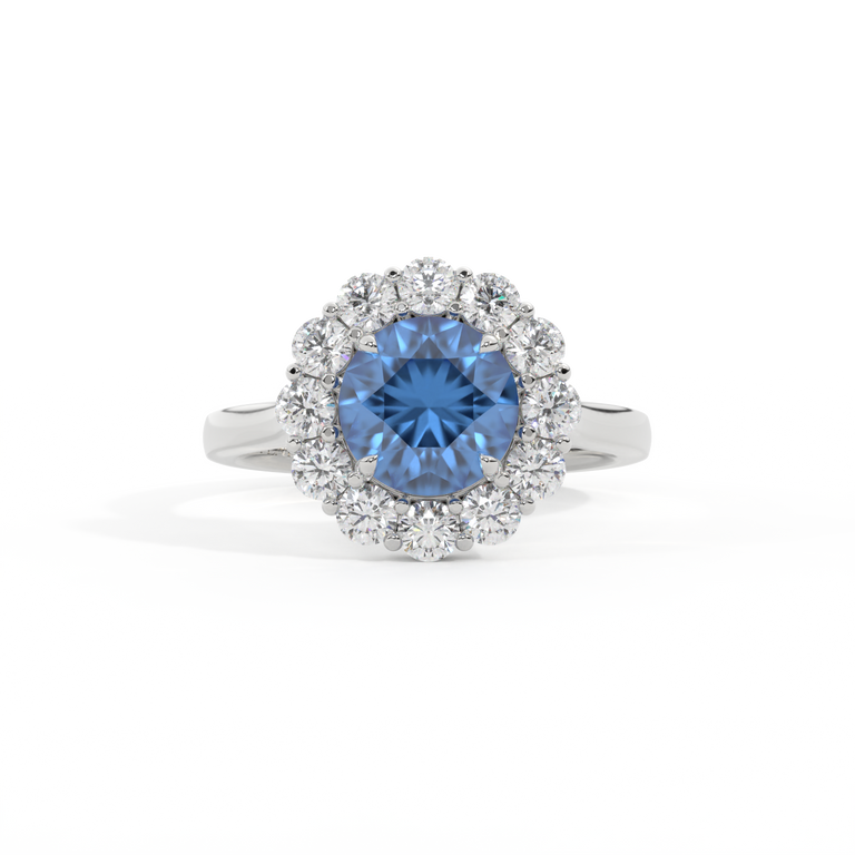 Mayfair Round Blue Sapphire Platinum Ring