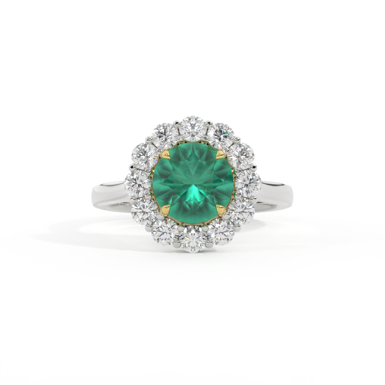 Mayfair Round Emerald Platinum Ring
