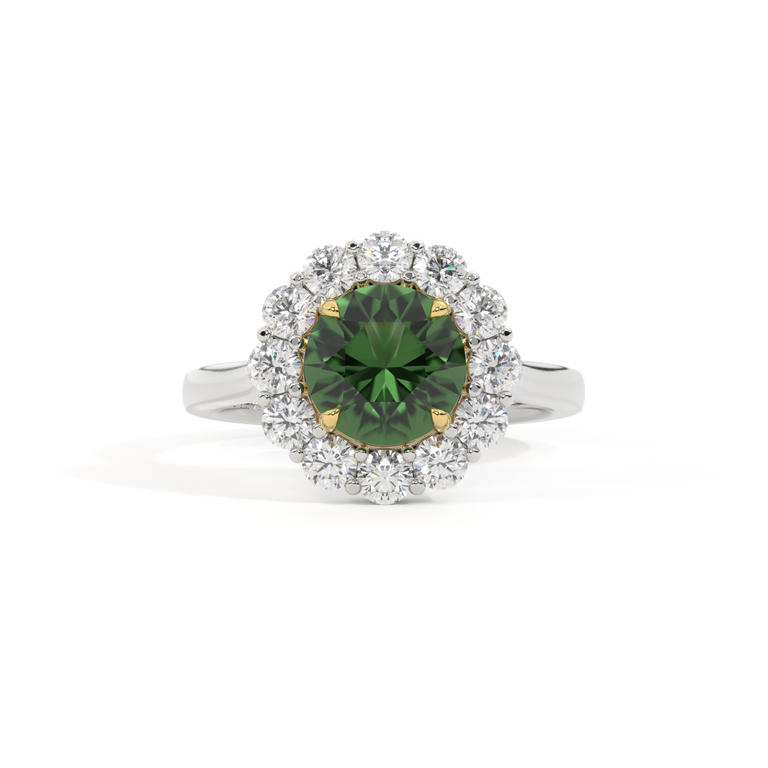 Mayfair Round Green Sapphire Platinum Ring