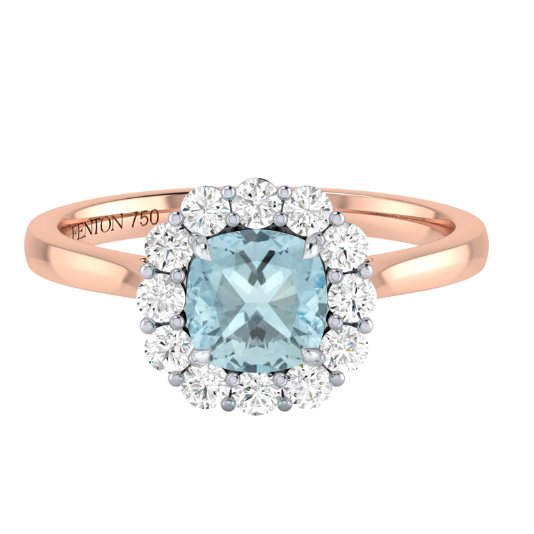 Mayfair Cushion Aquamarine 18K Rose Gold Ring