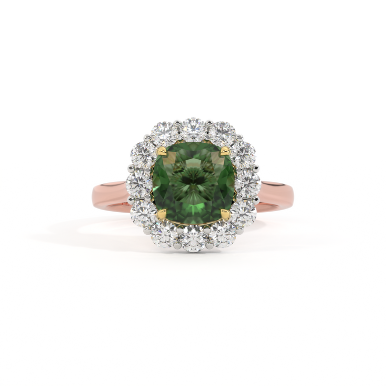 Mayfair Cushion Green Sapphire 18K Rose Gold Ring