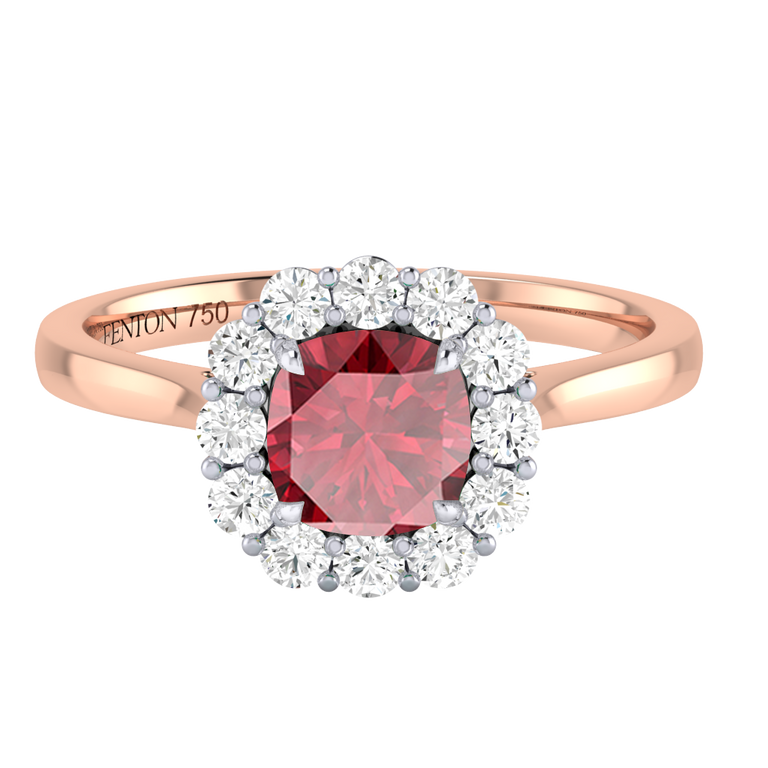 Mayfair Cushion Ruby 18K Rose Gold Ring