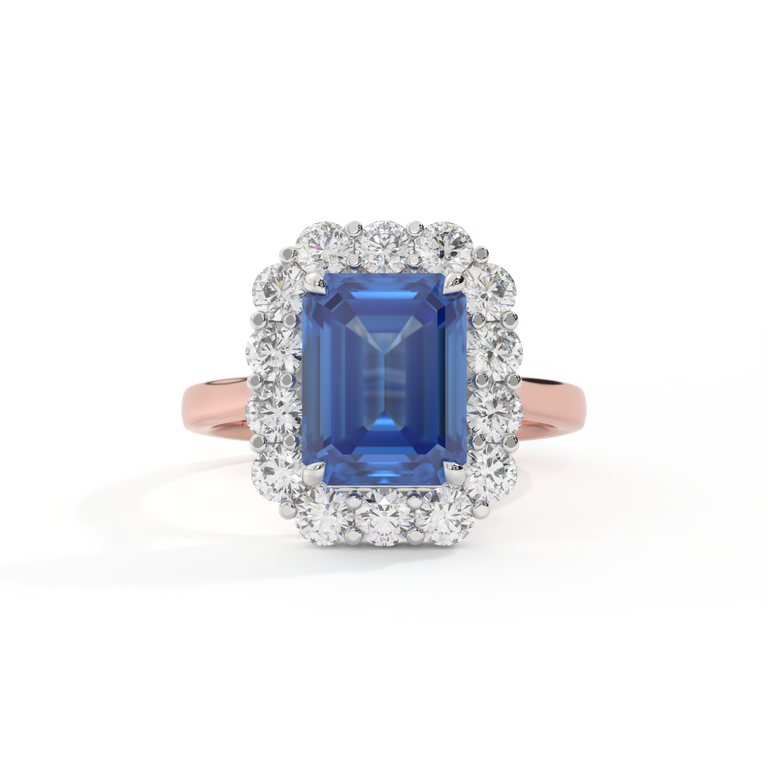 Mayfair Emerald Blue Sapphire 18K Rose Gold Ring