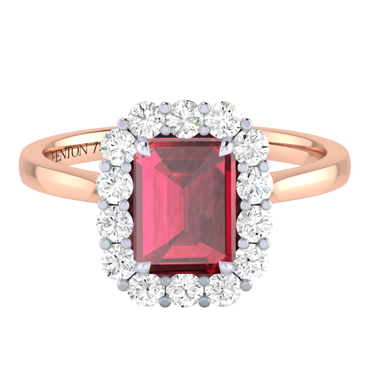 Mayfair Emerald Ruby 18K Rose Gold Ring