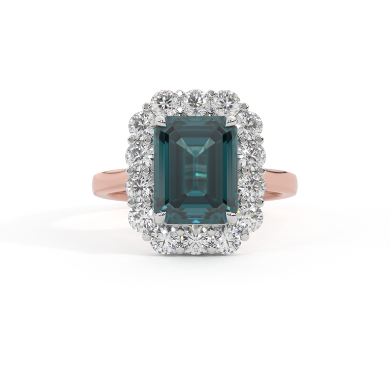 Mayfair Emerald Teal Sapphire 18K Rose Gold Ring