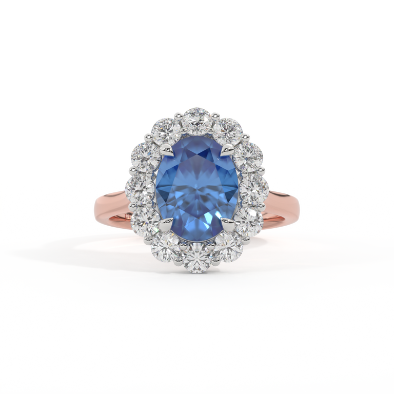 Mayfair Oval Blue Sapphire 18K Rose Gold Ring