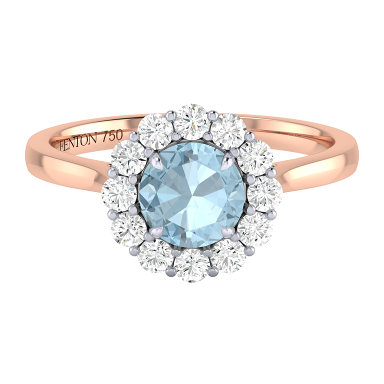 Mayfair Round Aquamarine 18K Rose Gold Ring