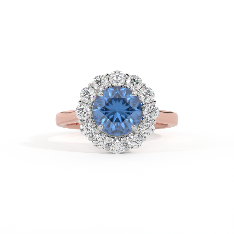 Mayfair Round Blue Sapphire 18K Rose Gold Ring