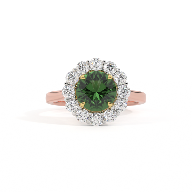 Mayfair Round Green Sapphire 18K Rose Gold Ring