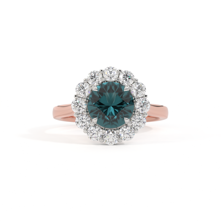 Mayfair Round Teal Sapphire 18K Rose Gold Ring
