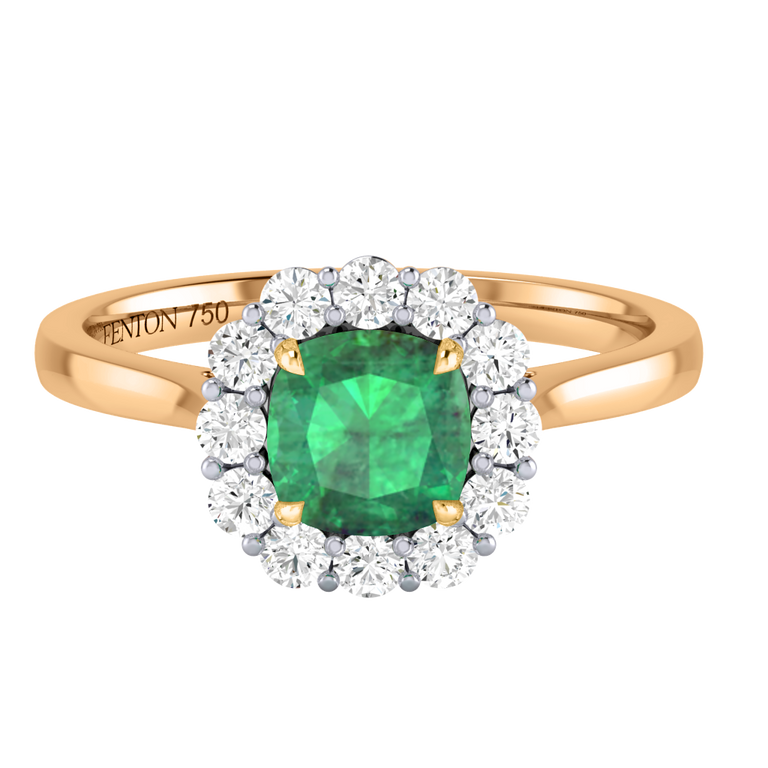 Mayfair Cushion Emerald 18K Yellow Gold Ring