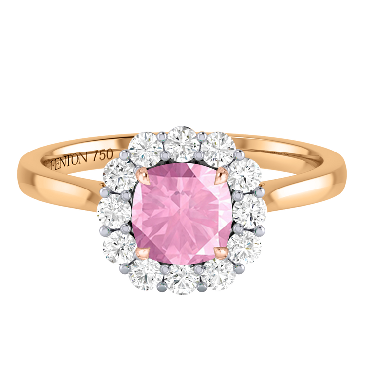 Mayfair Cushion Pink Sapphire 18K Yellow Gold Ring